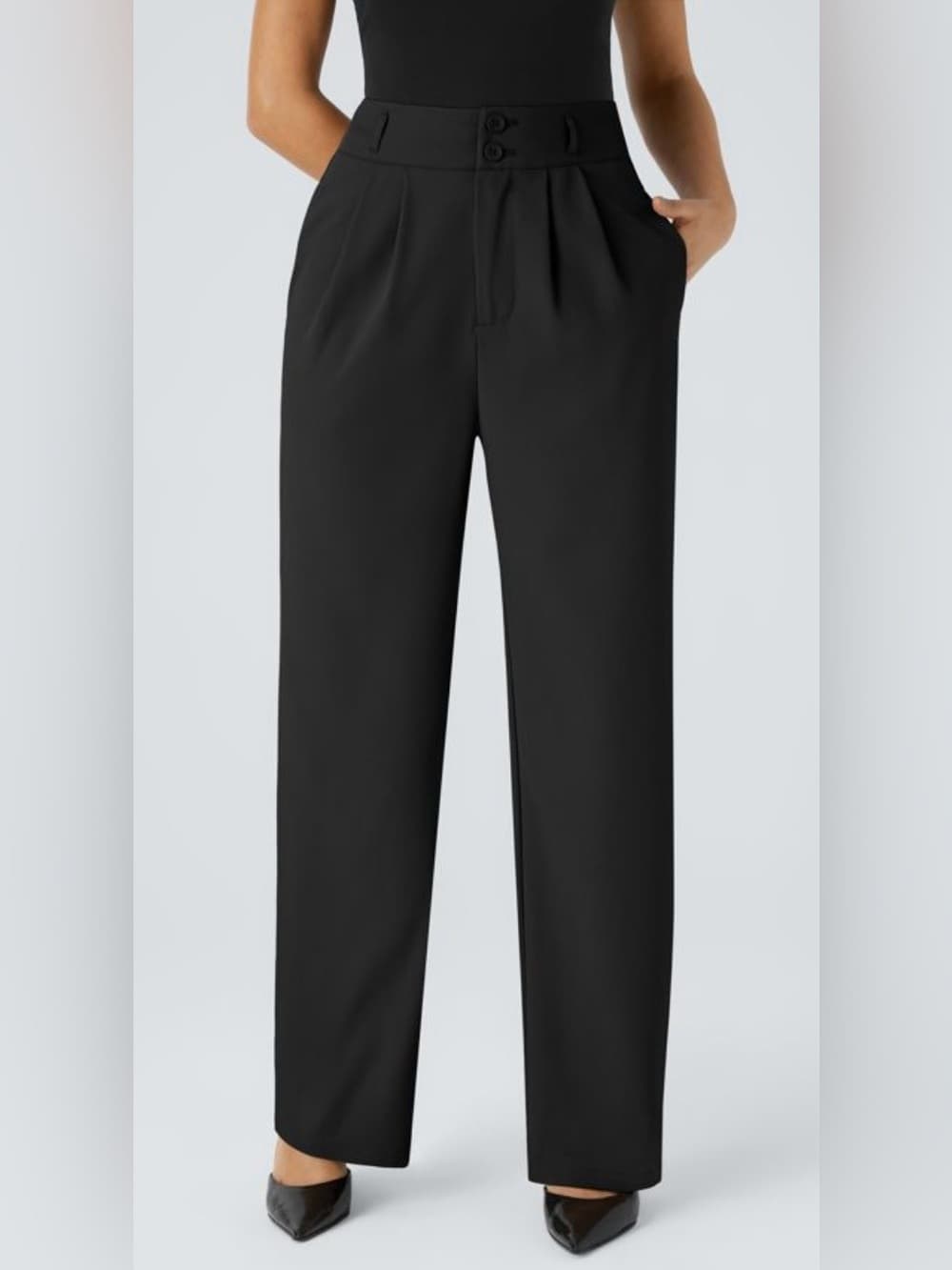 Halara Flex™ High Waisted Pocket Shirred Straight Leg Work - Thumbnail 6