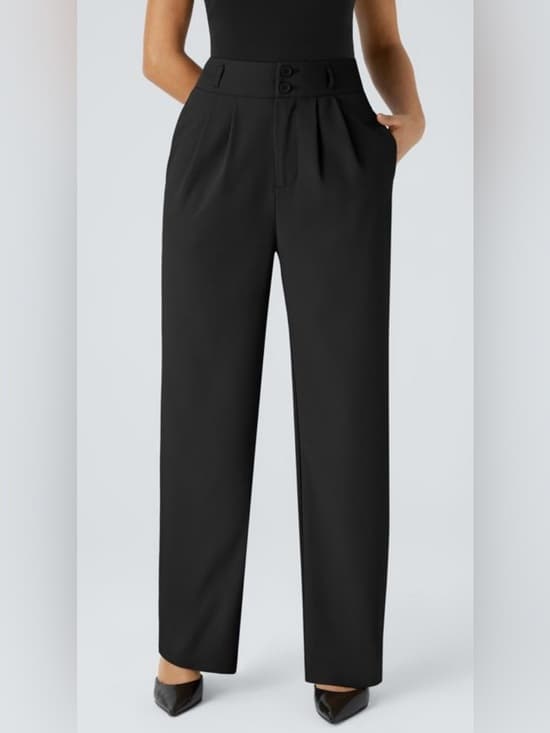 Halara Flex™ High Waisted Pocket Shirred Straight Leg Work - Thumbnail 7