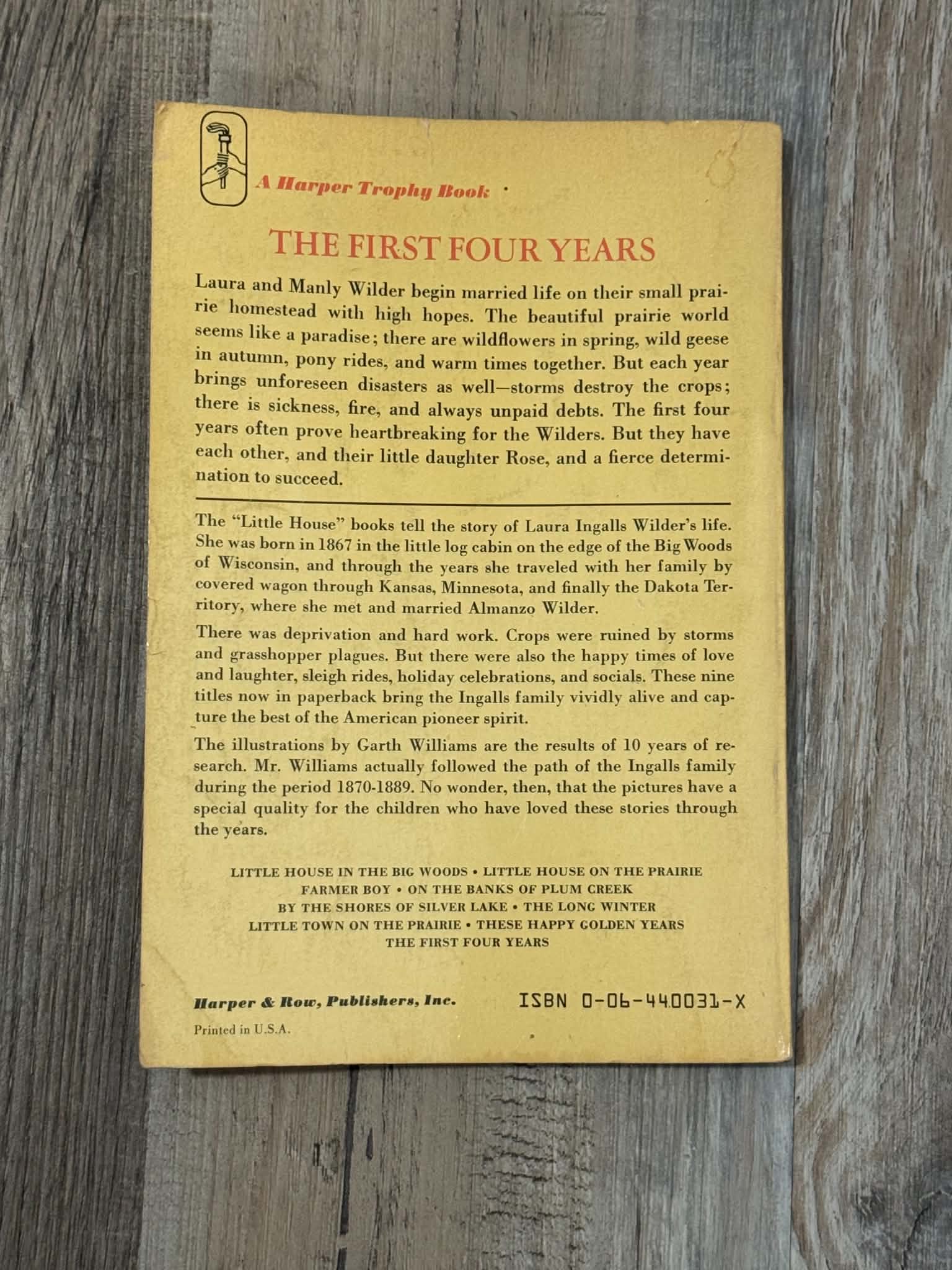 The First Four Years by Laura Ingalls Wilder, Harper Trophy Book - Thumbnail 2