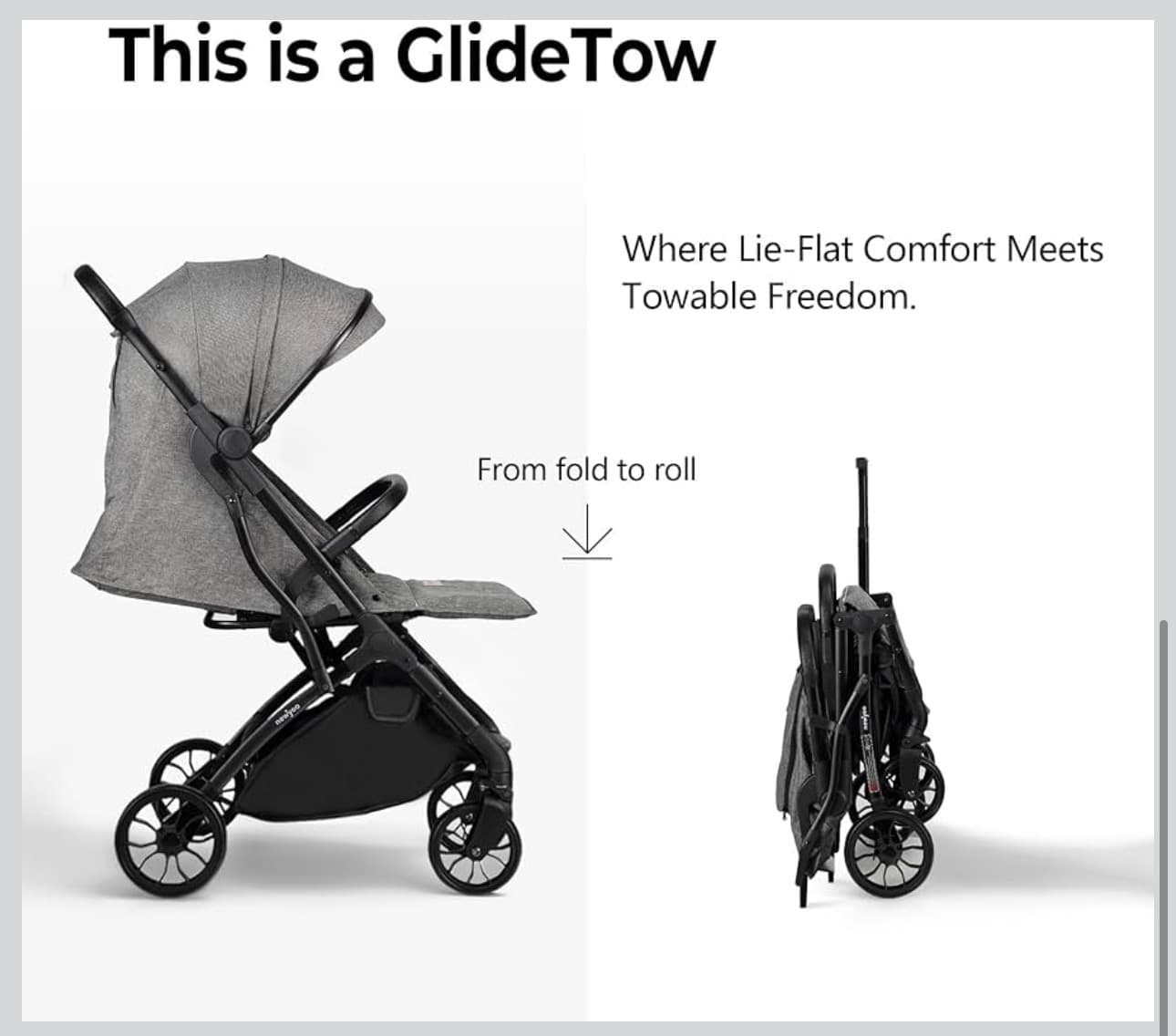 NewYoo GlideTow TR18 Gray Stroller - Thumbnail 3