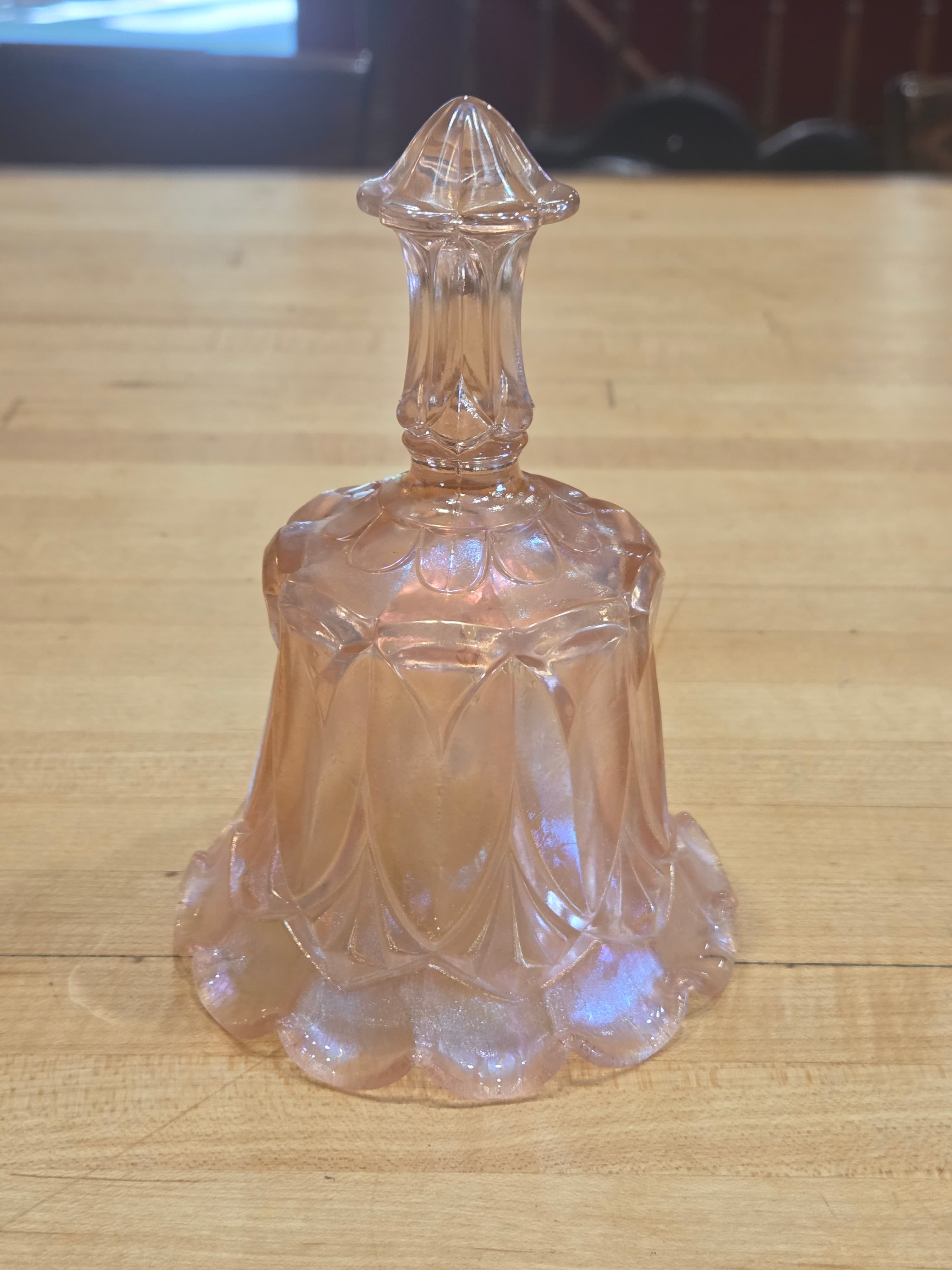 Vintage Fenton Velva Rose Pink Carnival Stretch Glass Whitton Art Bell