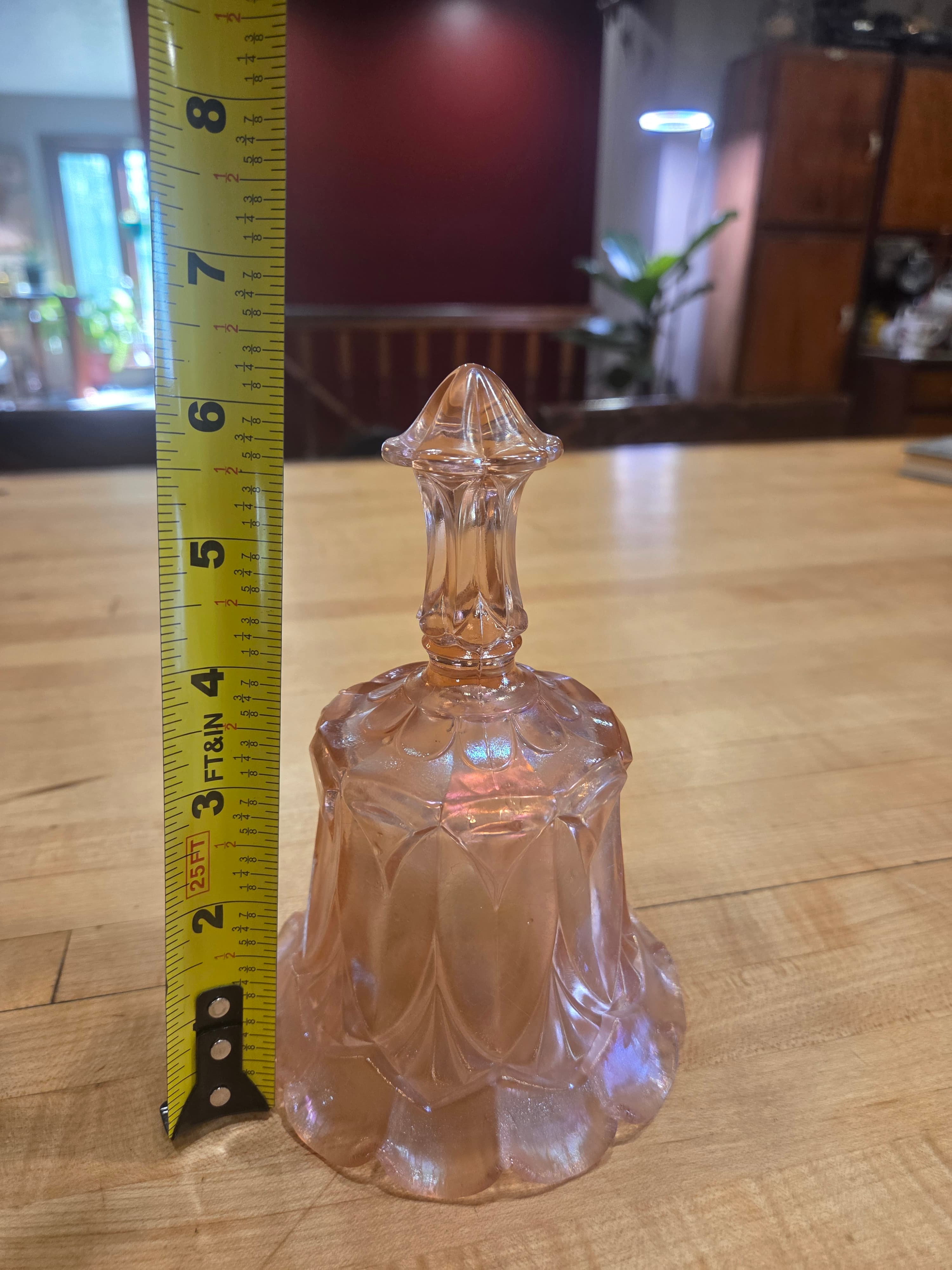 Vintage Fenton Velva Rose Pink Carnival Stretch Glass Whitton Art Bell - Thumbnail 6