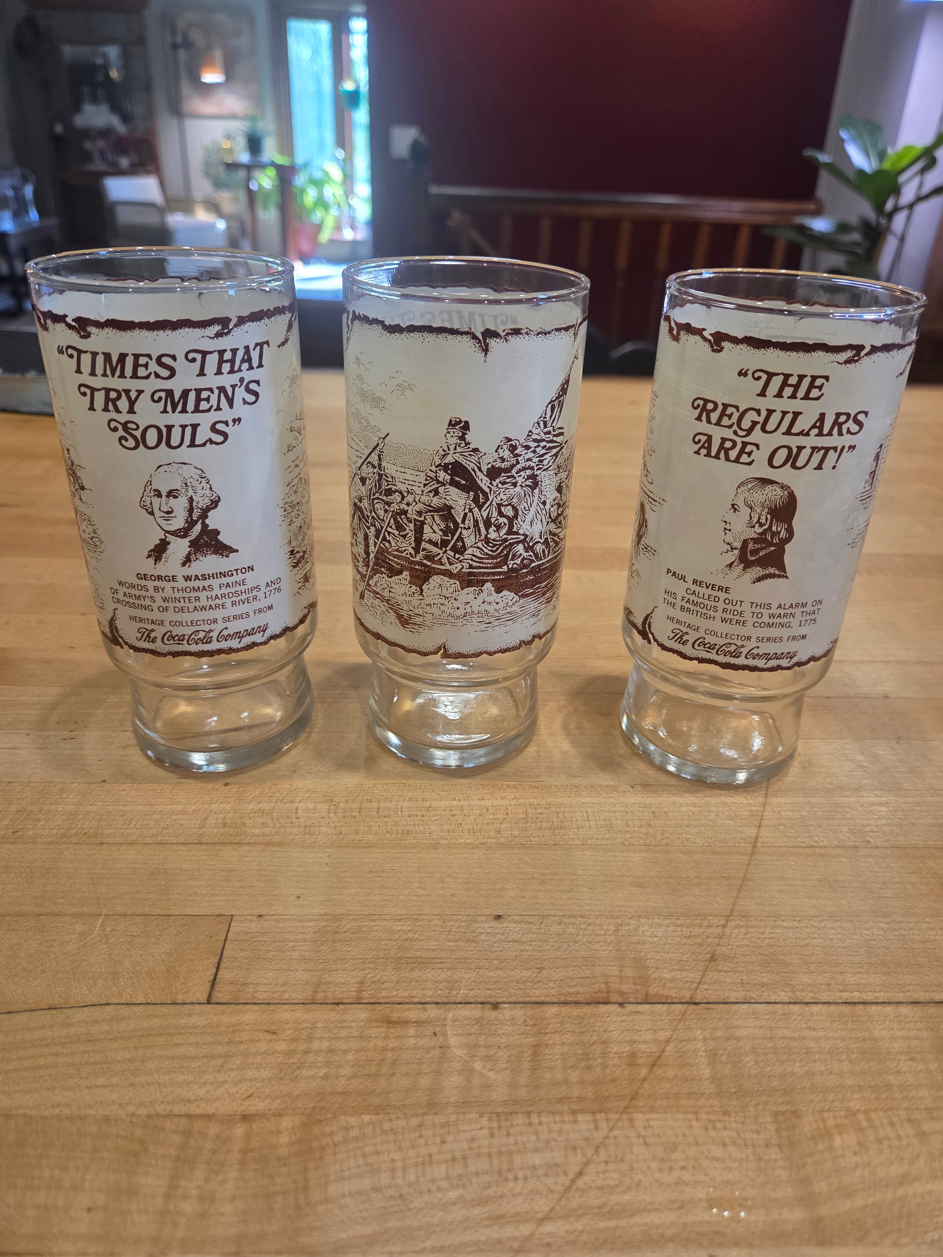 Vintage 1976 Coca Cola Heritage Glass Lot of 3 - Washington Revere