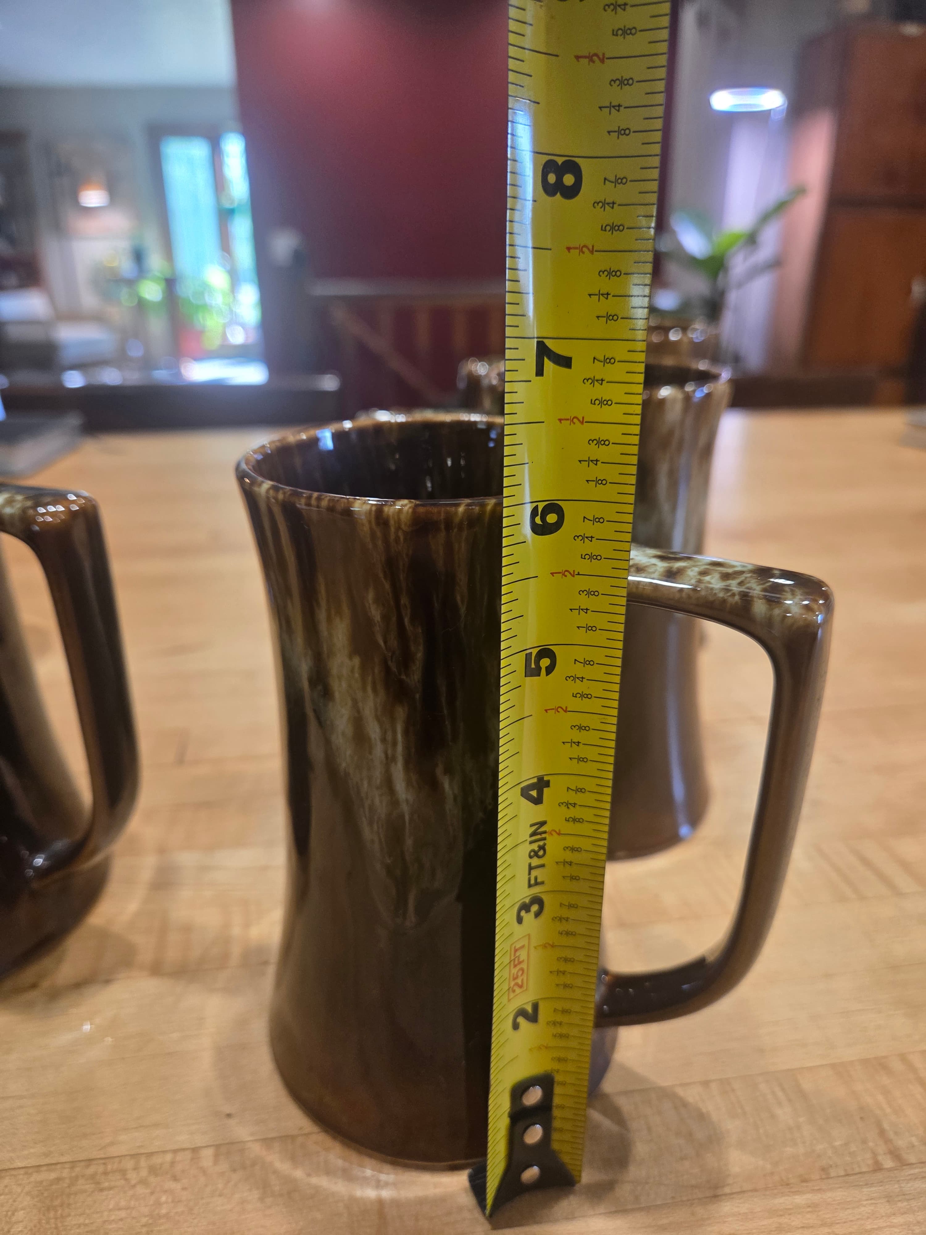 Canonsburg Carefree Ironstone Brown Drip Tankard Mug Set of 6 - As Is, Chips - Thumbnail 6