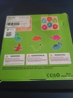 EDUJOY Dinosaur Multi-Layer Wooden Peg Puzzle 6-Piece Interlocking - Thumbnail 2