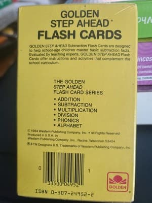 Golden Step Ahead Subtraction Flash Cards Set, 54 Cards, 1984 Vintage - Thumbnail 2