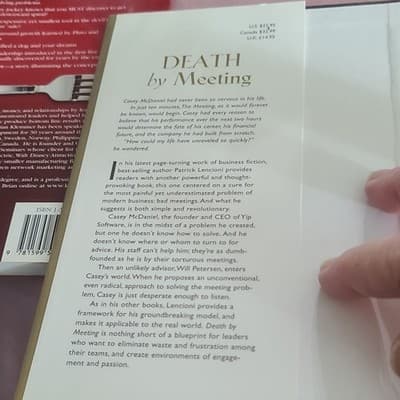 Patrick Lencioni Death by Meeting: A Leadership Fable (2004) Hardcover DJ - Thumbnail 4