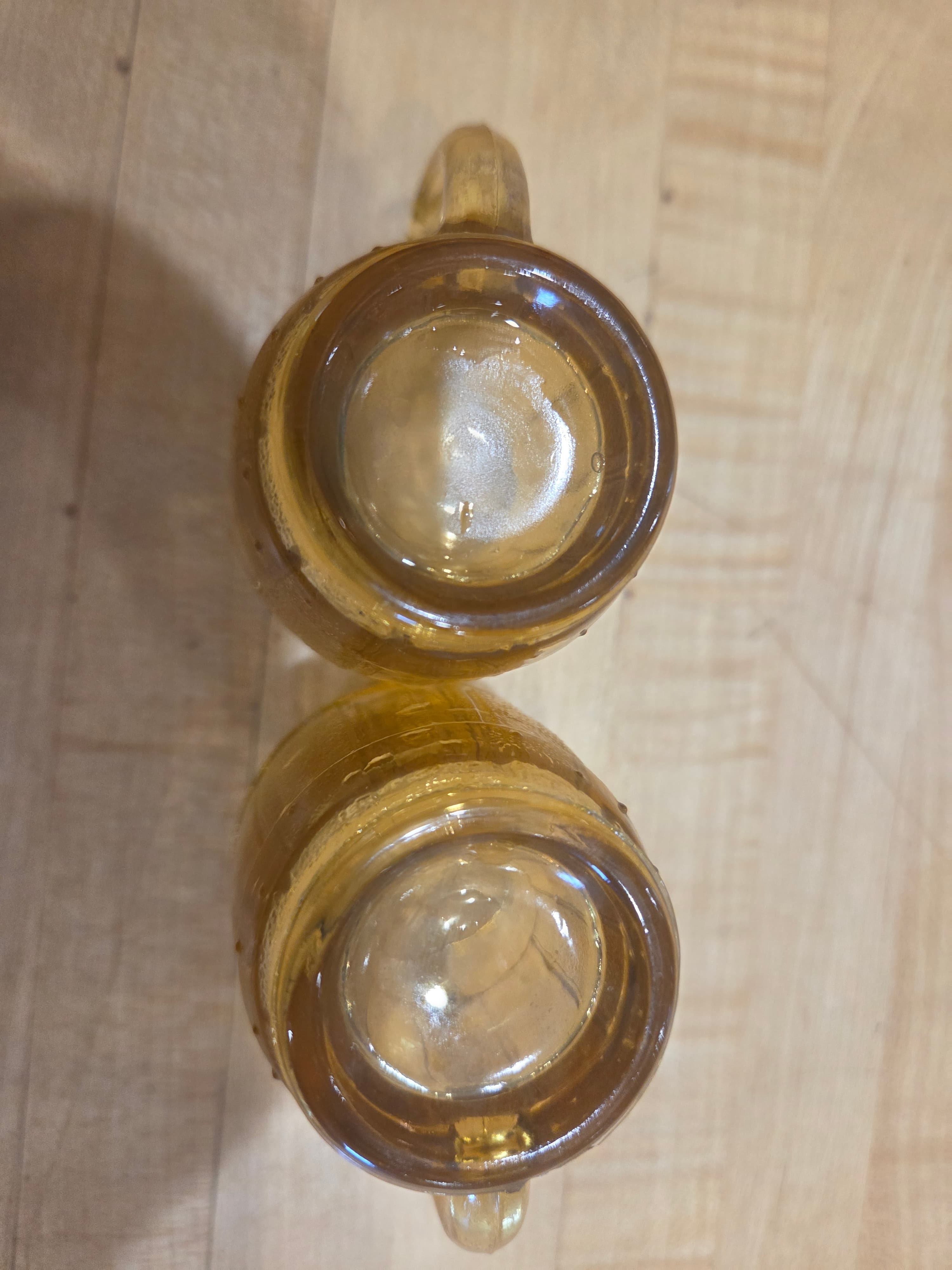 Vintage Hazel Atlas Amber Glass Barrel Miniature Mug Shot Glass Set Of 2 - Thumbnail 3