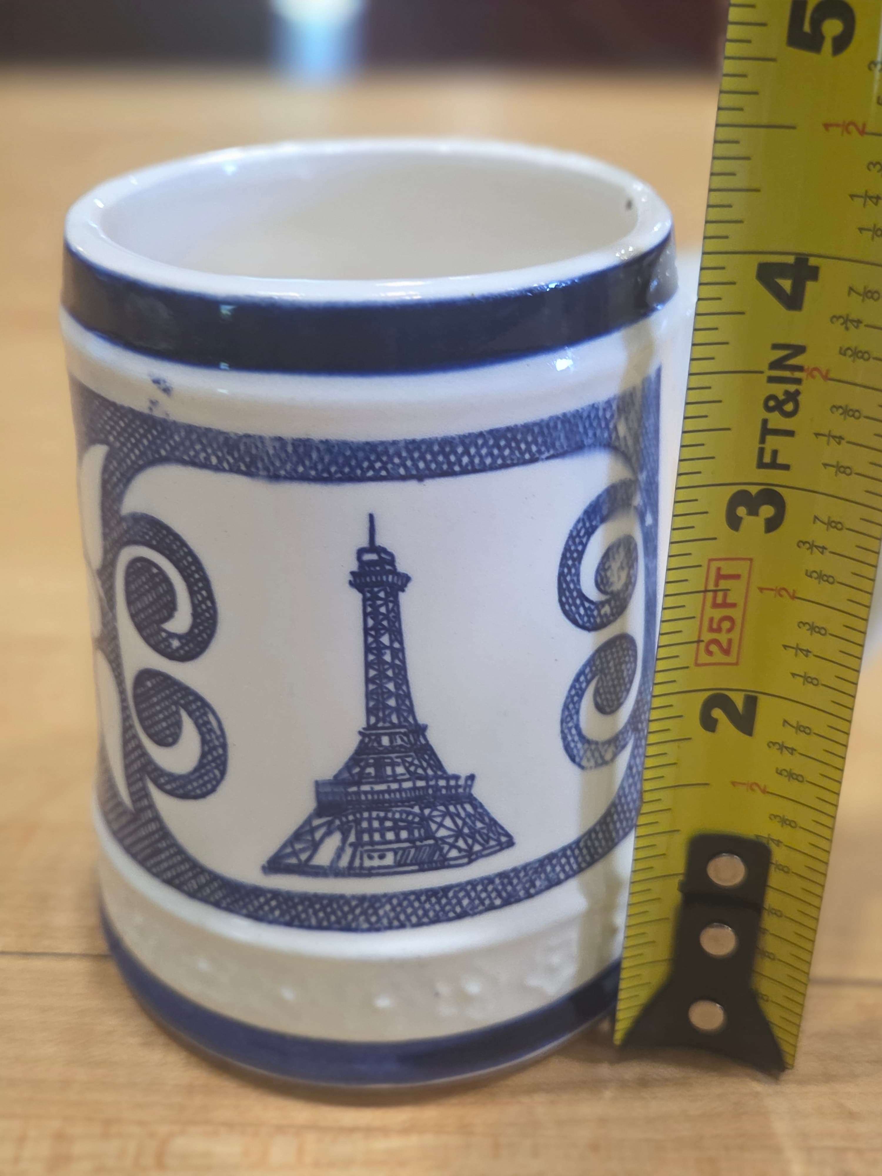 Vintage Kings Island Ohio Souvenir Ceramic Coffee Mug Eiffel Tower Blue White - Thumbnail 5