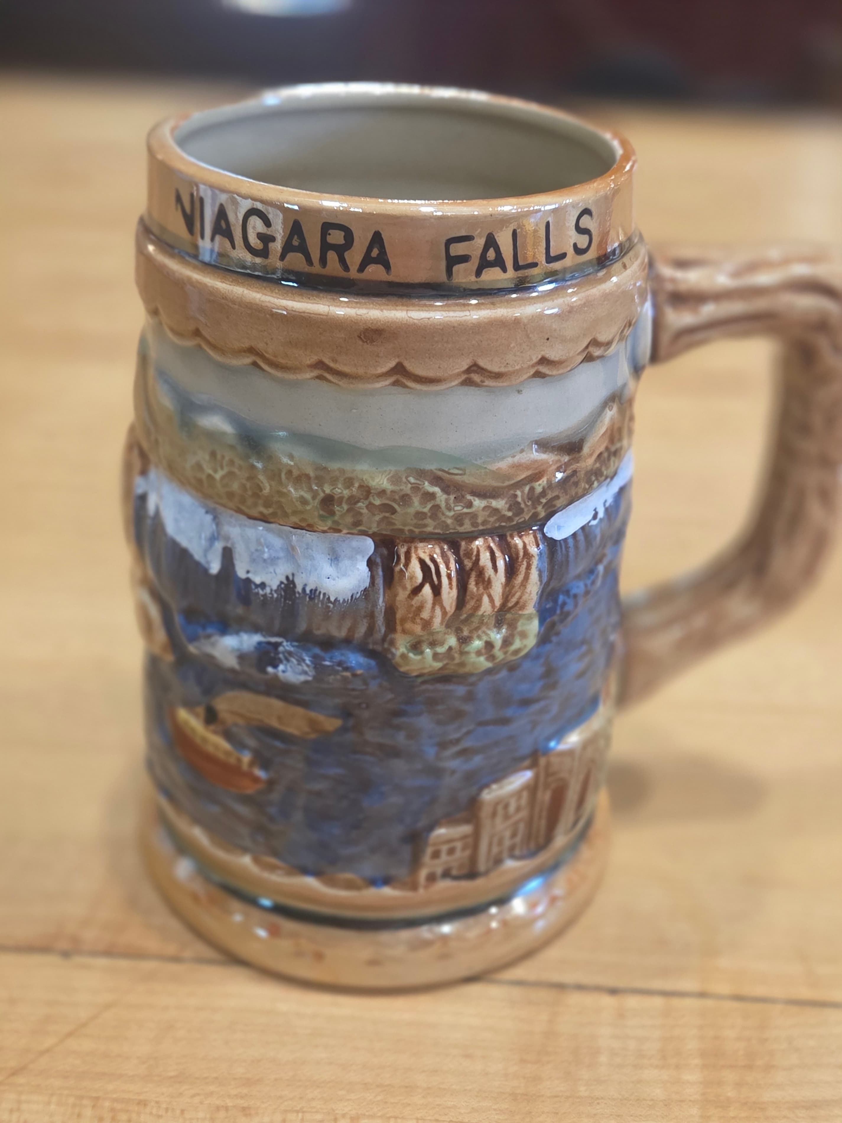 Vintage Niagara Falls Canada Ceramic Beer Stein Mug Relief Enterprise Exclusive