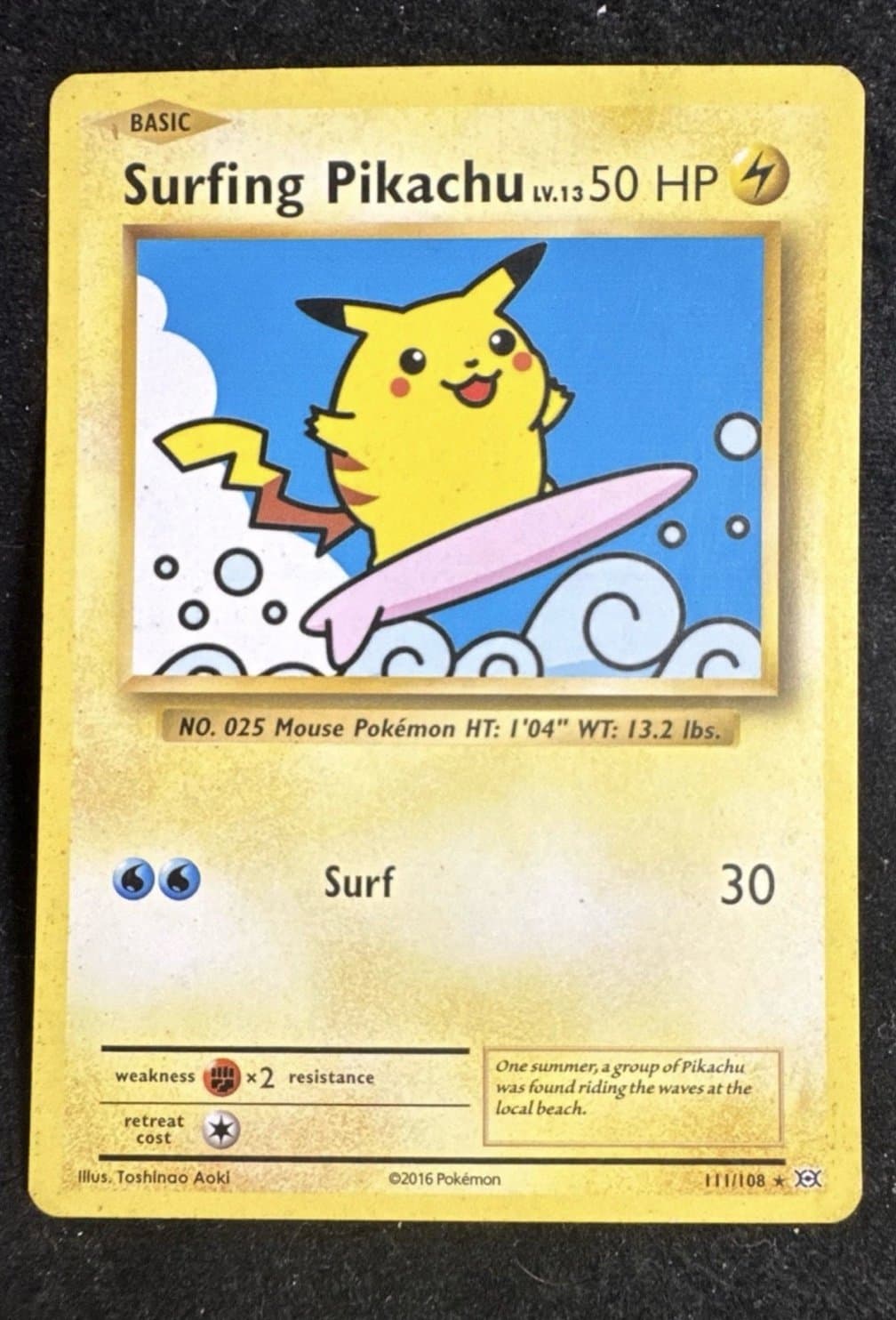 Surfing Pikachu Pokemon Card NM