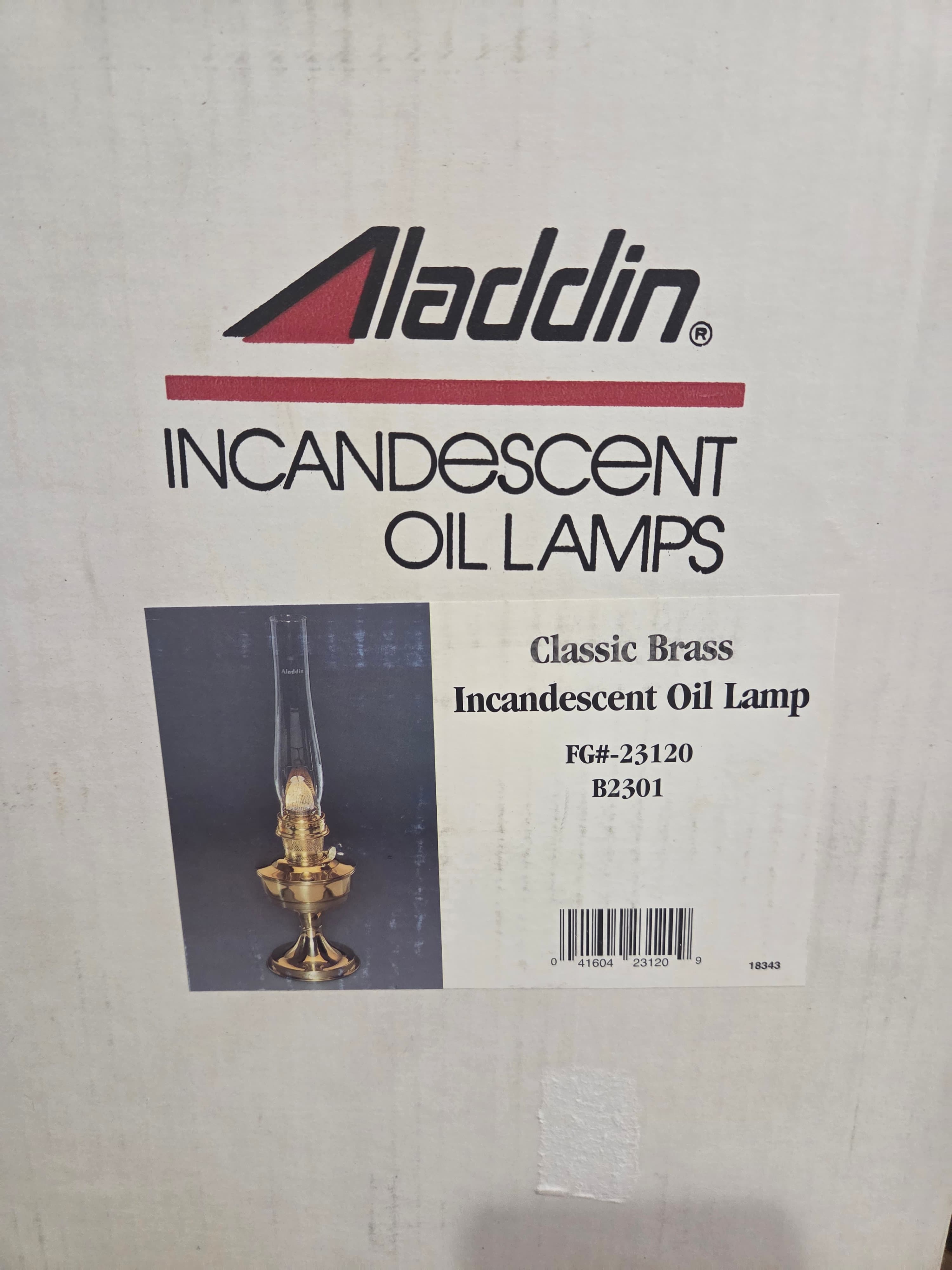 New in Box Vintage Aladdin Classic Brass Incandescent Oil Lamp B2301 FG-23120