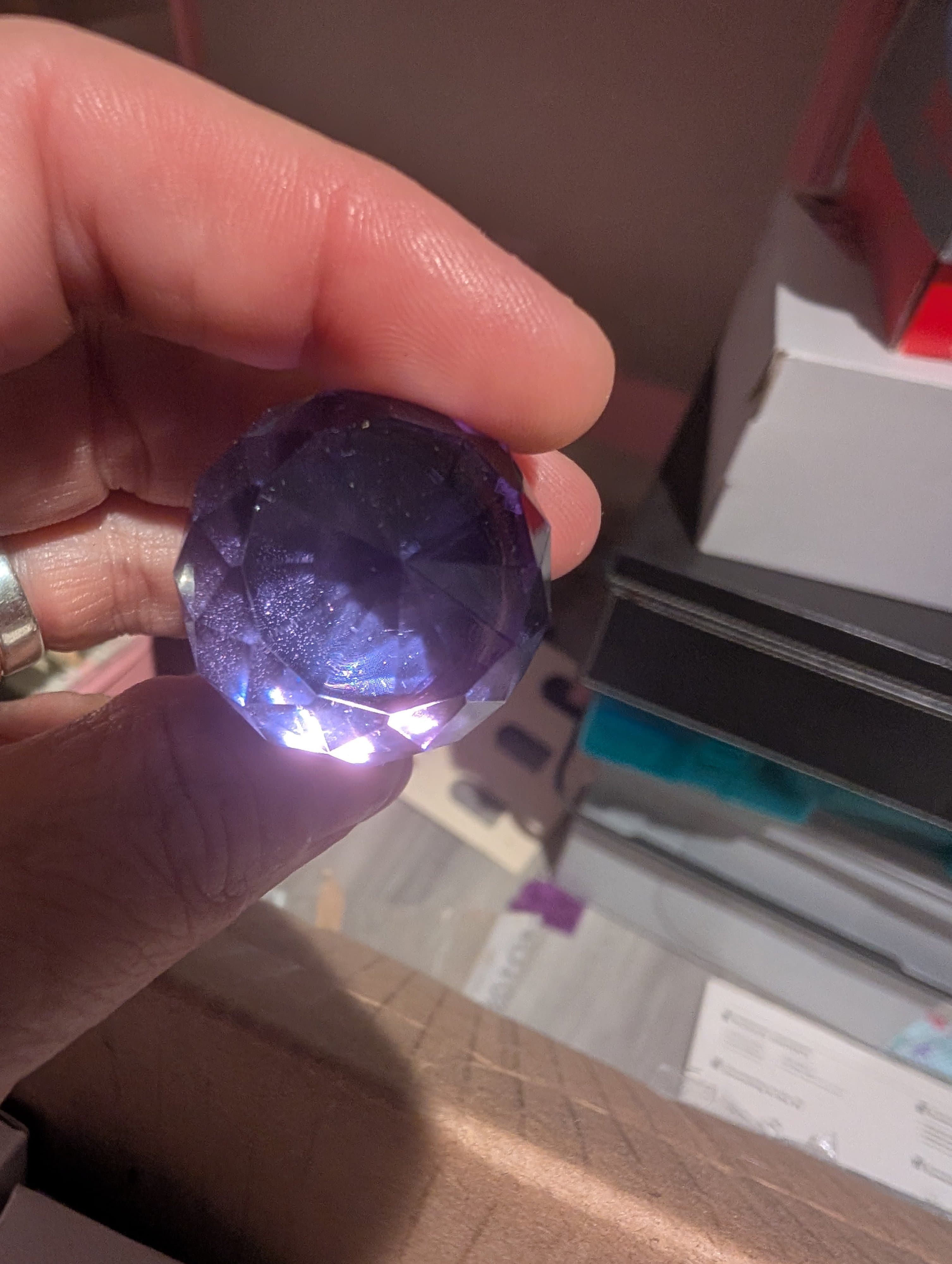Crystal Draw Knobs Set of 6 Purple Glass Drawer Pulls - Thumbnail 3