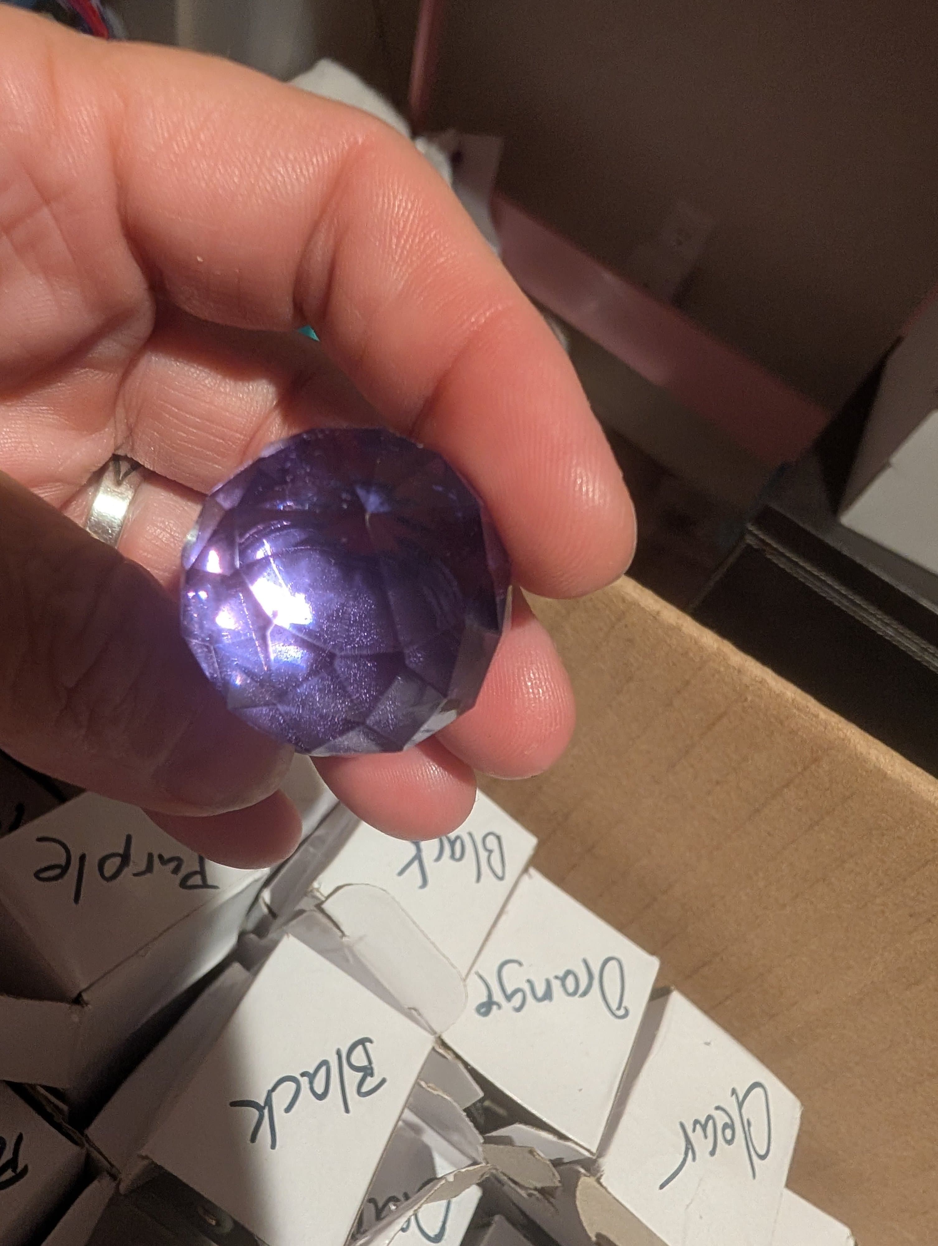 Crystal Draw Knobs Set of 6 Purple Glass Drawer Pulls - Thumbnail 2