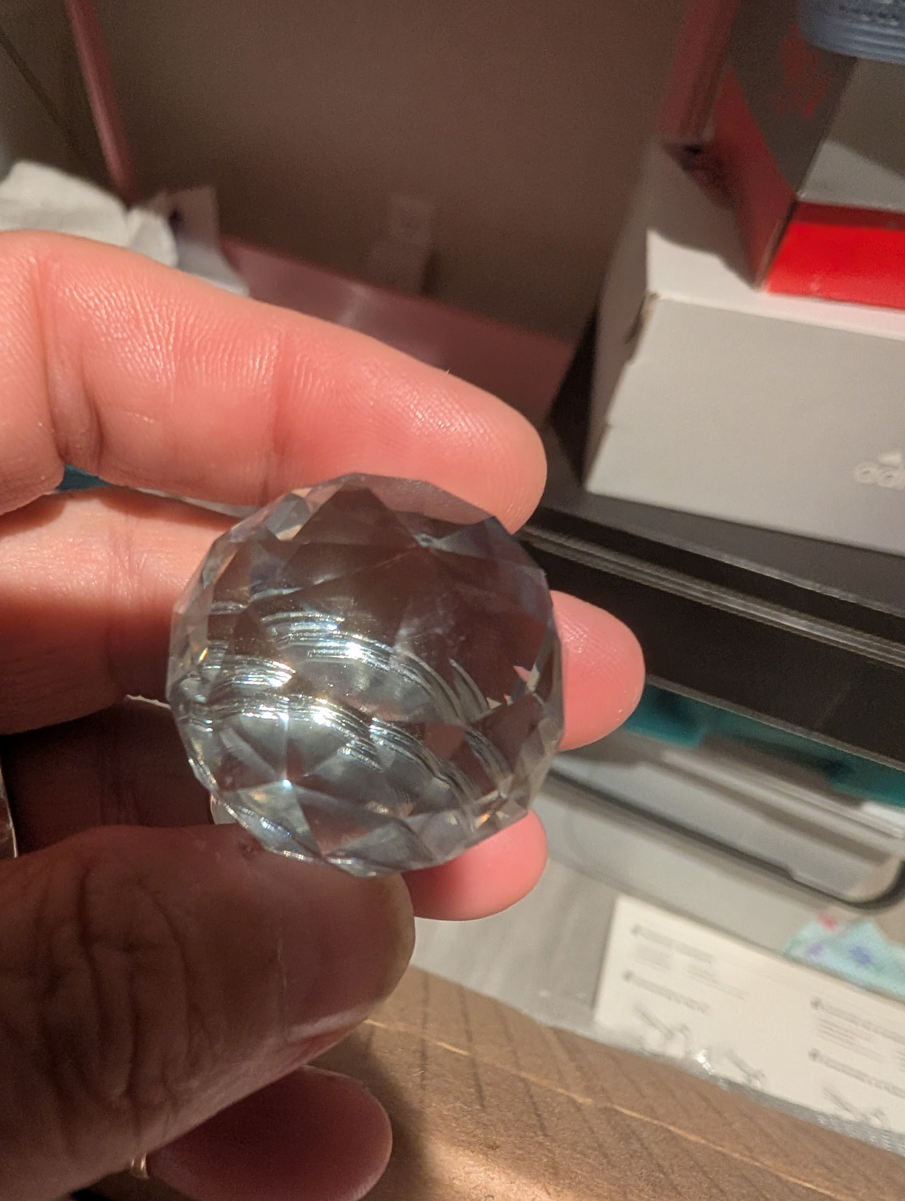Crystal Draw Knobs Set of 6 Clear Faceted Glass Drawer Pulls - Thumbnail 3
