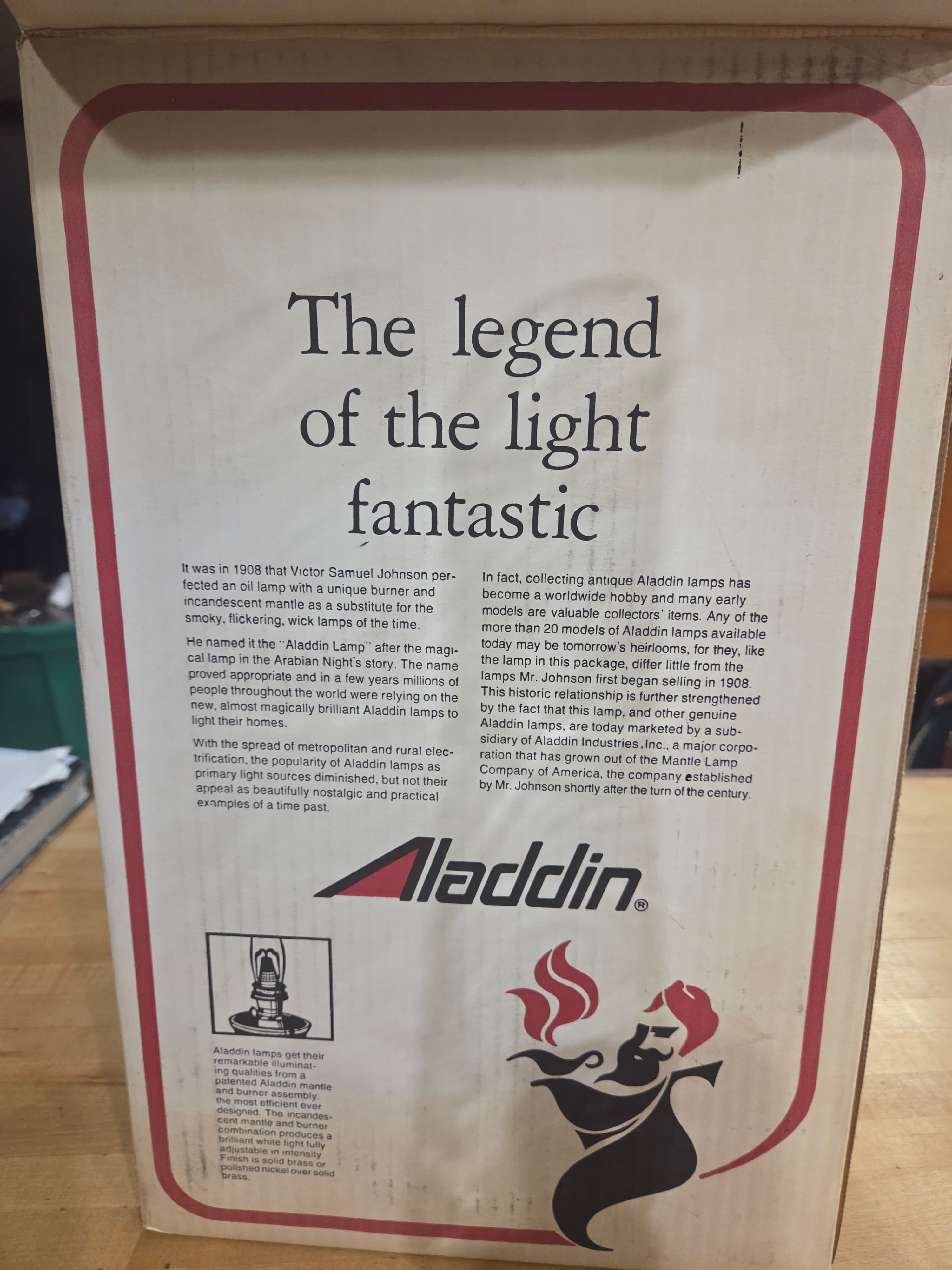 New Vintage Aladdin Genie II Clear Glass Incandescent Oil Lamp G6106 Unfired Box - Thumbnail 6
