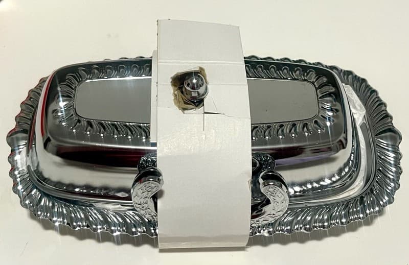Vintage Irvinware Silver Plate Chrome Butter Dish Made USA Brand New - , - Thumbnail 2