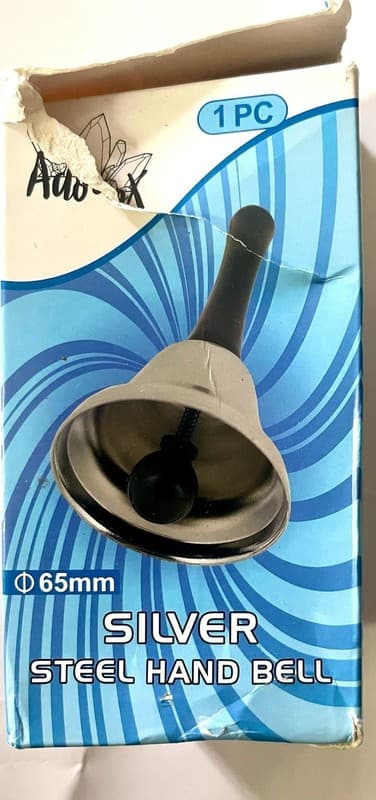 Adorox 65mm Silver Steel Hand Bell - Thumbnail 7