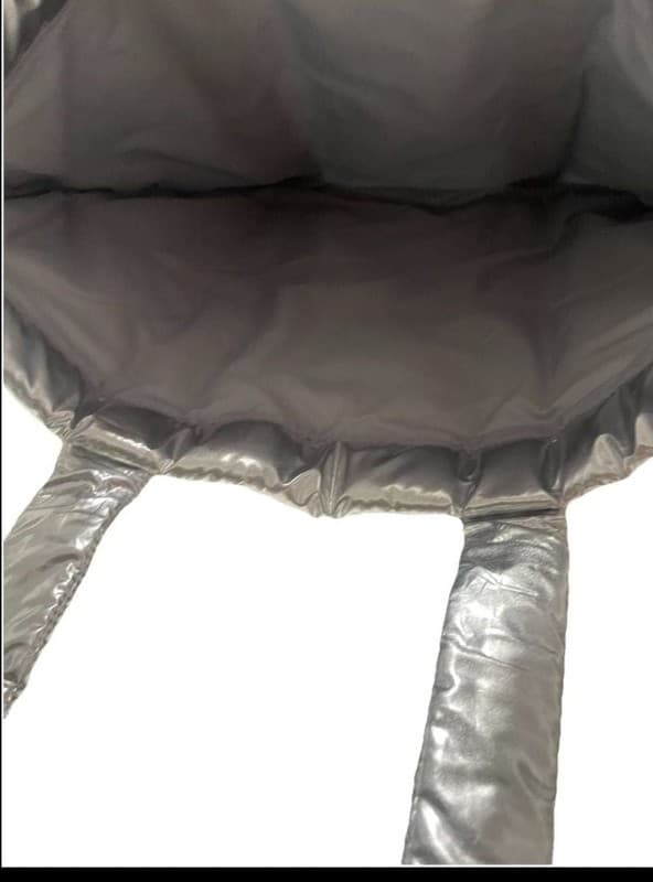Bath & Body Works Silver Metallic Puffy Puffer Tote Bag - Thumbnail 3