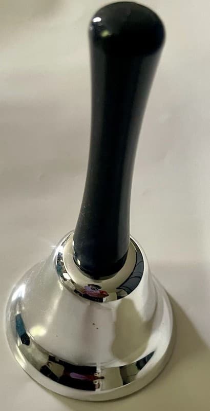 Adorox 65mm Silver Steel Hand Bell - Thumbnail 3