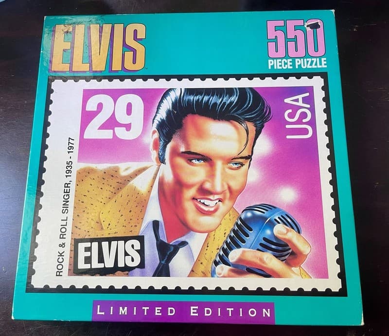 Milton Bradley Elvis Presley 1992 Limited Edition 550 Piece Jigsaw Puzzle Stamp