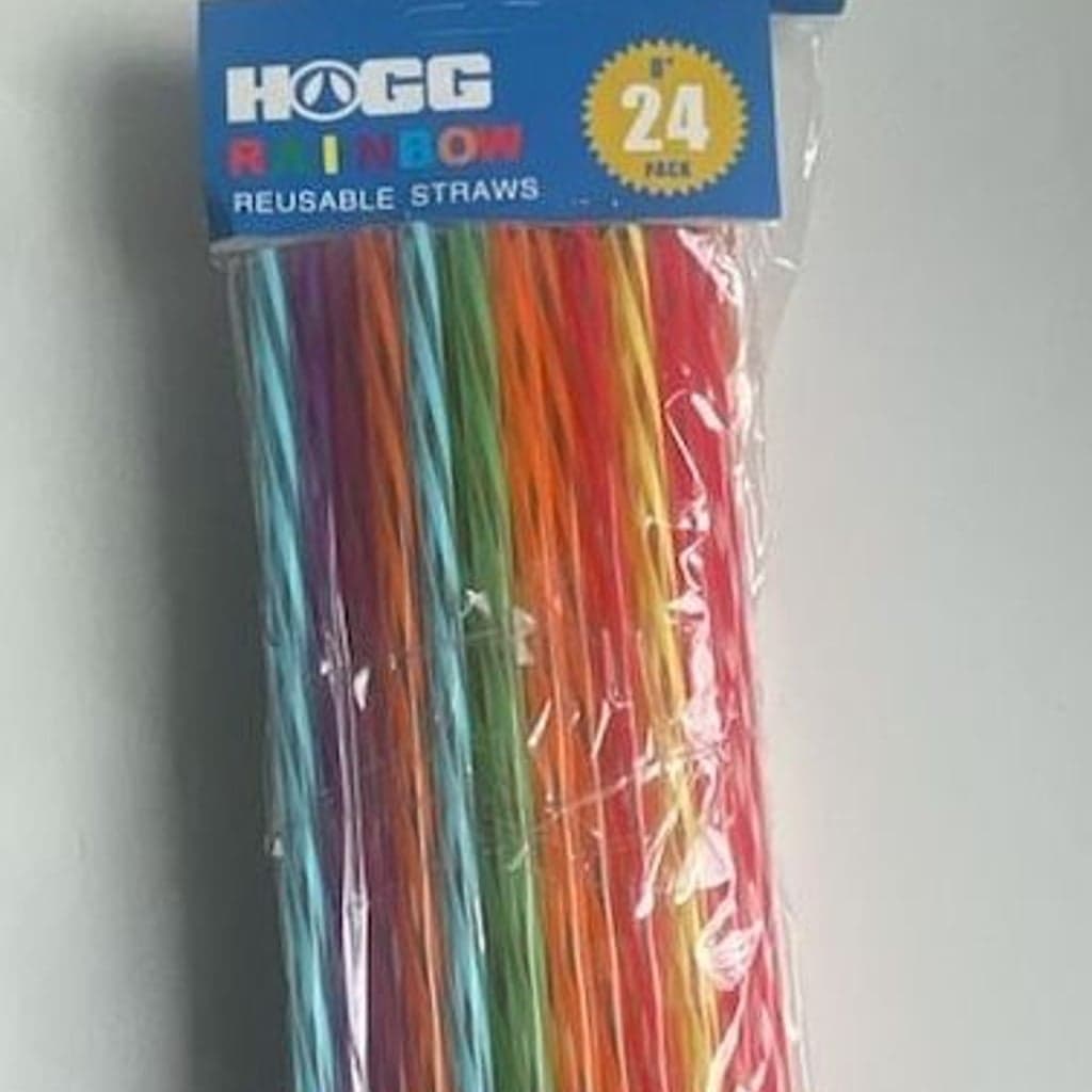 HOGG Rainbow Reusable Straws 24 Pack 11 Inch
