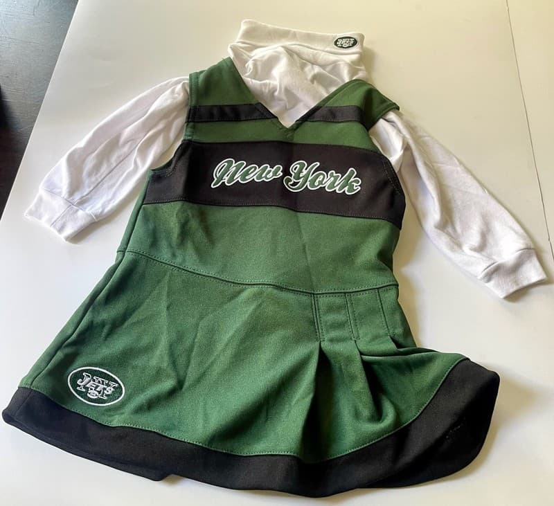 NFL New York Jets Toddler Girl Cheerleader Jumper Dress and Turtleneck 2-Piece S - Thumbnail 2