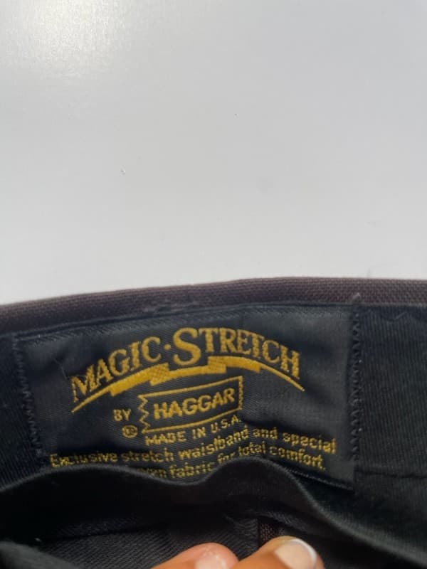 Vintage Haggar Magic Stretch Dark Brown Flat Front Dress Pants Men’s 35x28.5 U - Thumbnail 3