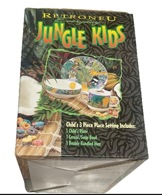 Retroneu Jungle Kids Child's 3 Piece Stoneware Place Setting - Thumbnail 3