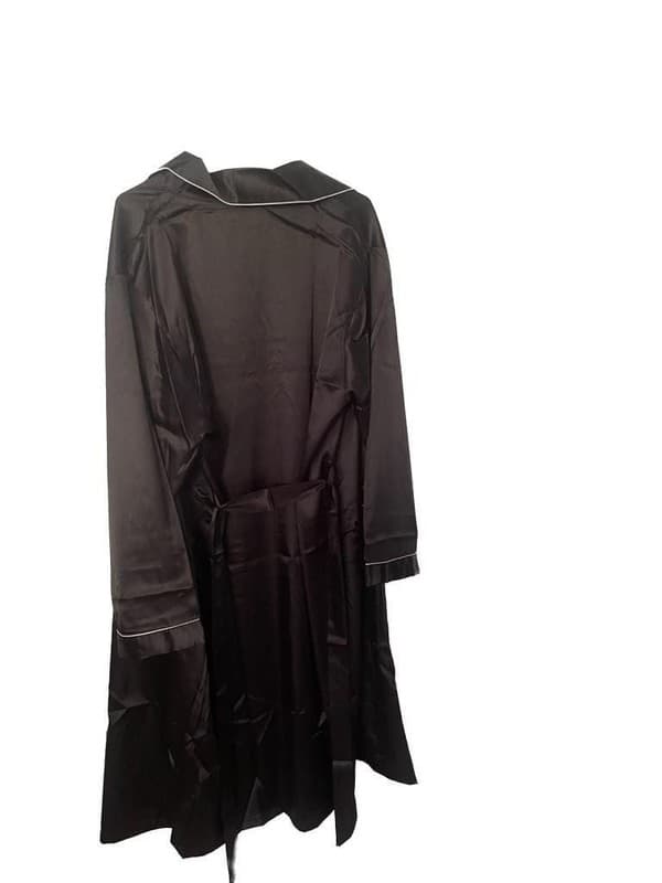Yimanie Men's Satin Robe and Shorts Set with Contrast Piping - Thumbnail 4