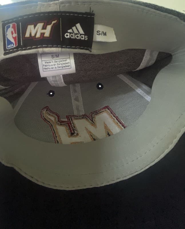 Adidas NBA Miami Heat MH Flex Fit Heather Gray and Black Hat - Thumbnail 3