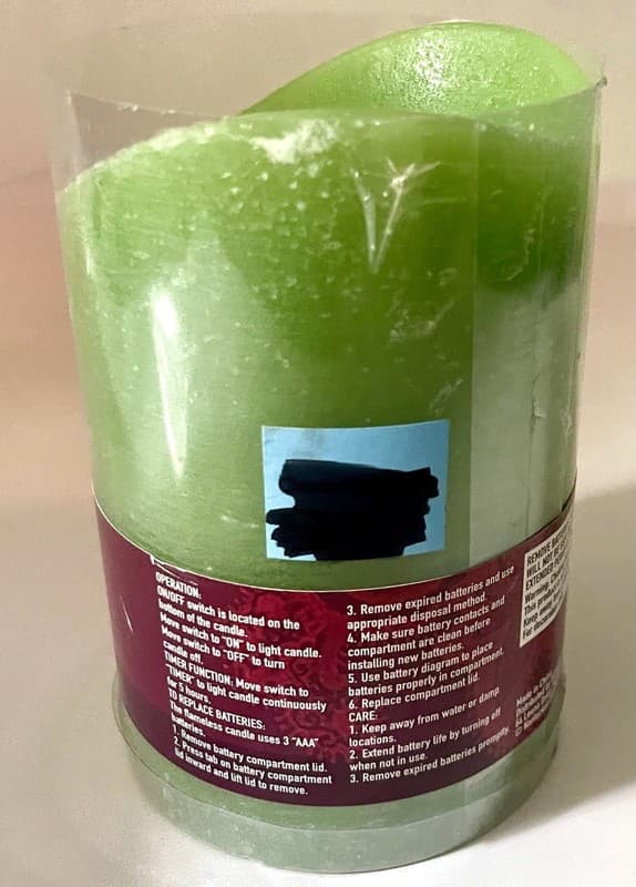 Nantucket Distributing Green Flameless LED Pillar Candle with 5-Hour Timer - Thumbnail 3