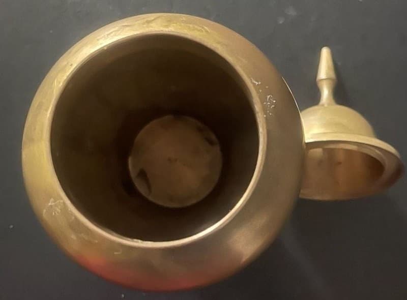 Vintage Solid Brass Decorative Urn with Lid - Thumbnail 3