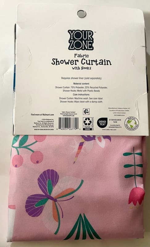Your Zone Pink Starlight Unicorn Grove Fabric Shower Curtain with 12 Hooks - Thumbnail 2