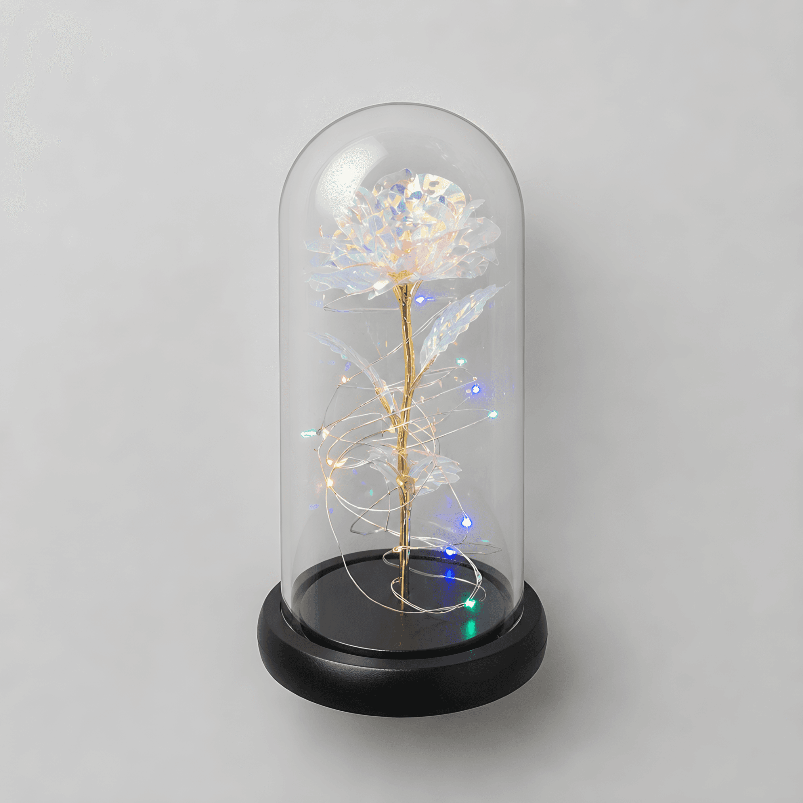 Rose Light LED Glass Dome with Fairy Lights - Thumbnail 4