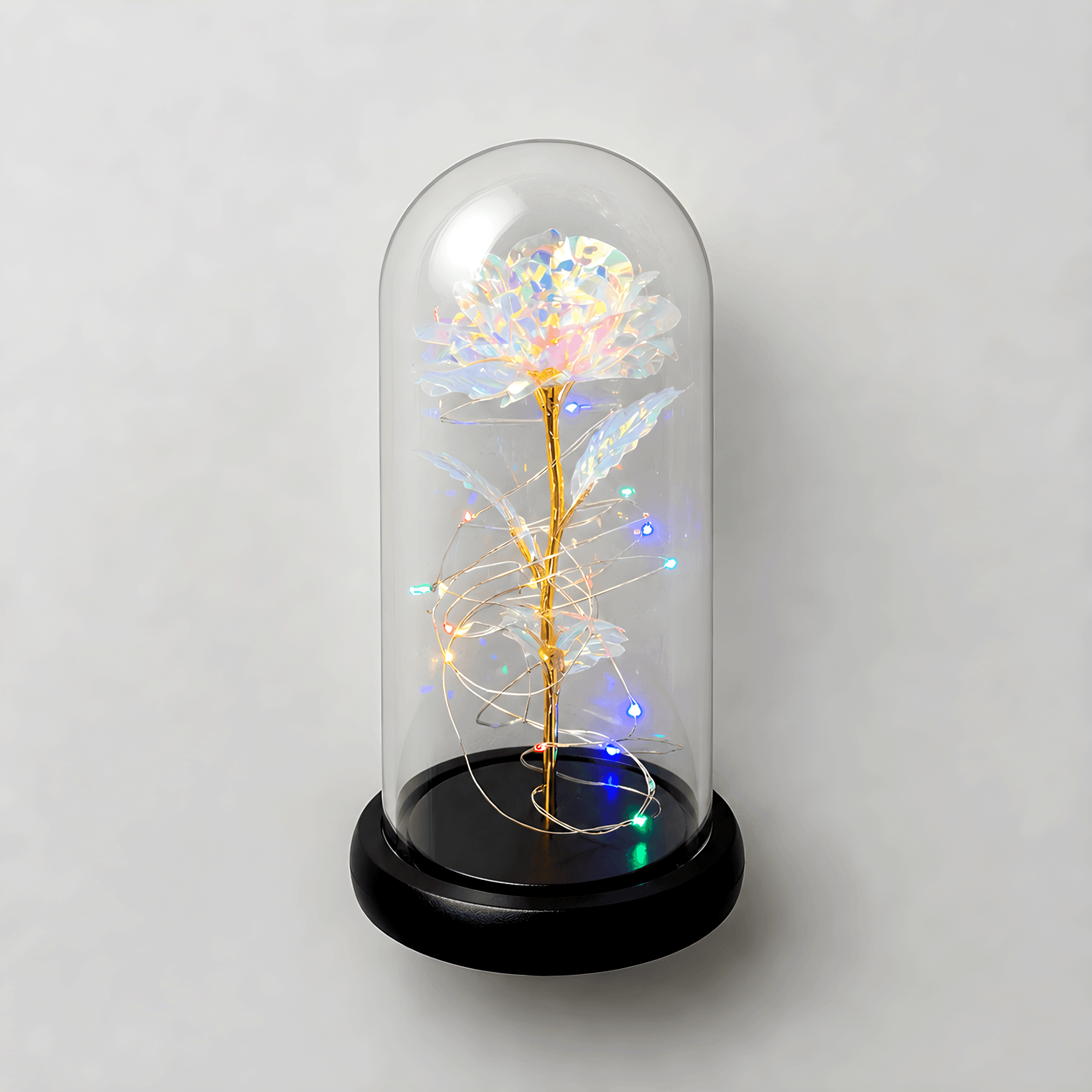 Rose Light LED Glass Dome with Fairy Lights