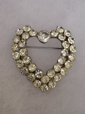 Vintage Glass Rhinestone Heart Pin - Thumbnail 5