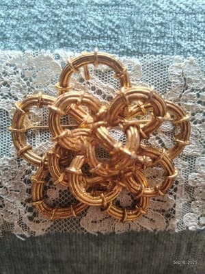 Vintage Braided Gold Toned Brooch - Thumbnail 2