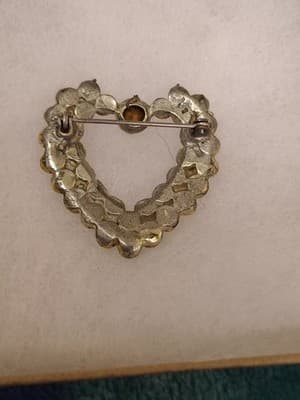 Vintage Glass Rhinestone Heart Pin - Thumbnail 4