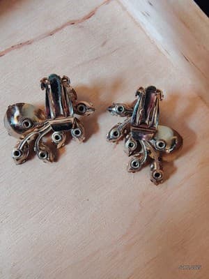 Vintage Purple Stones Costume Jewelry Earrings - Thumbnail 4
