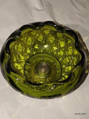 Vintage 1960's Emerald Green Indiana Glass Gold Footed Pineapple Bowl - Thumbnail 6