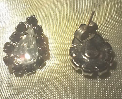 vintage costume jewelry Black And White Faux Diamond earrings - Thumbnail 3