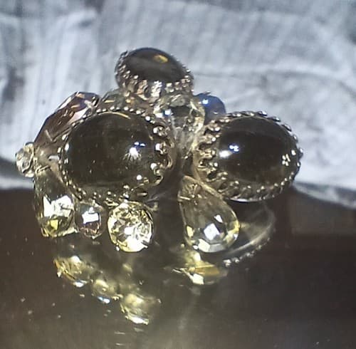 Regency Silver Tone HTF Smoky Clear Prong Set Rhinestone Cluster Pin Signed K820 - Thumbnail 5