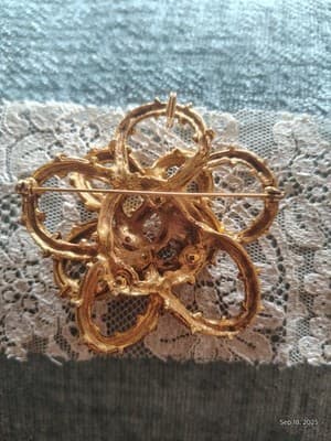 Vintage Braided Gold Toned Brooch - Thumbnail 3
