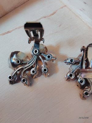 Vintage Purple Stones Costume Jewelry Earrings - Thumbnail 5