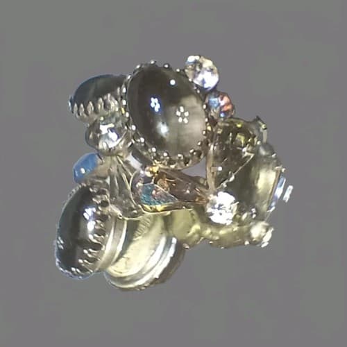 Regency Silver Tone HTF Smoky Clear Prong Set Rhinestone Cluster Pin Signed K820 - Thumbnail 3