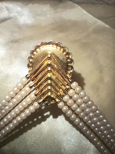 VNTG Faux Pearl Choker Gold Tone Finish with Faux Pearl Cabochon Fashion Jewelry - Thumbnail 8