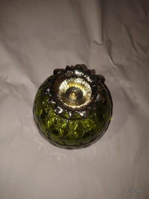 Vintage 1960's Emerald Green Indiana Glass Gold Footed Pineapple Bowl - Thumbnail 5