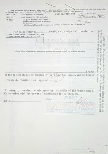 G And W Land And development CO Canceled Stock Certificate Signed/stamped By... - Thumbnail 8