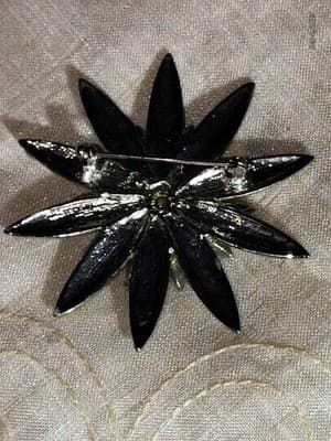 Vintage Rhinestone And Enameled Leaves Green Brooch Lovely Shade Dazzling Style - Thumbnail 7